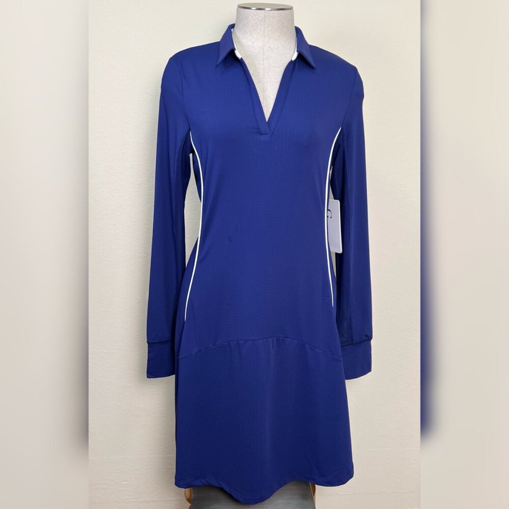 G LIFESTYLE Color Block Long Sleeve Mini Golf Athletic Dress w/Shorts M NEW - Picture 2 of 8
